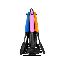 Lot de 5 ustensiles en nylon et silicone + support