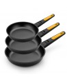 lot de 3 poêles Induction BRA 20 24 28cm fast click