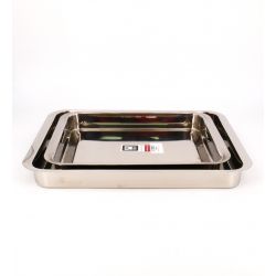 Lot de deux plat à rotir rectangle en inox x cm et x cm BRA