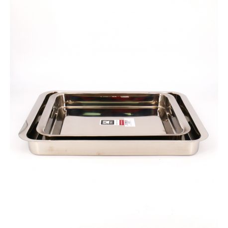 Lot de deux plat à rotir rectangle en inox x cm et x cm BRA